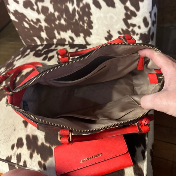 Michael Kors Red and Brown Satchel - Picture 3 of 6